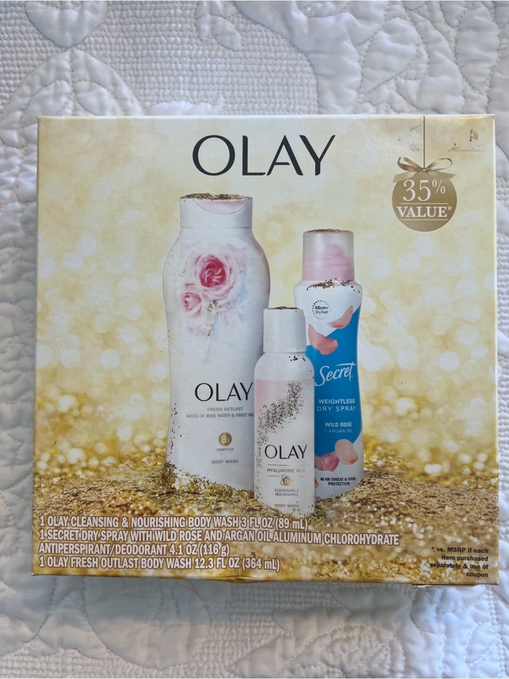 Olay Holiday Collection 3 PC Gift Set 2 Body Wash & 1 Secret Wild Rose Dry Skin